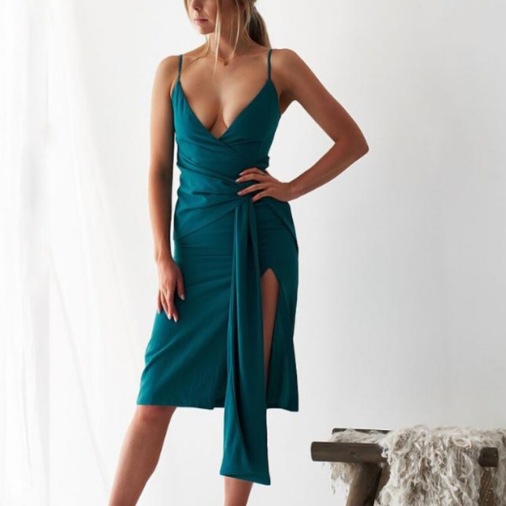Formal Teal Midi Dress- Homecoming/ Prom